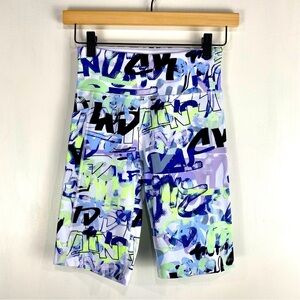 Calvin Klein LOGO Graffiti Print High Waisted Stretchy Biker Shorts Size XS NWOT